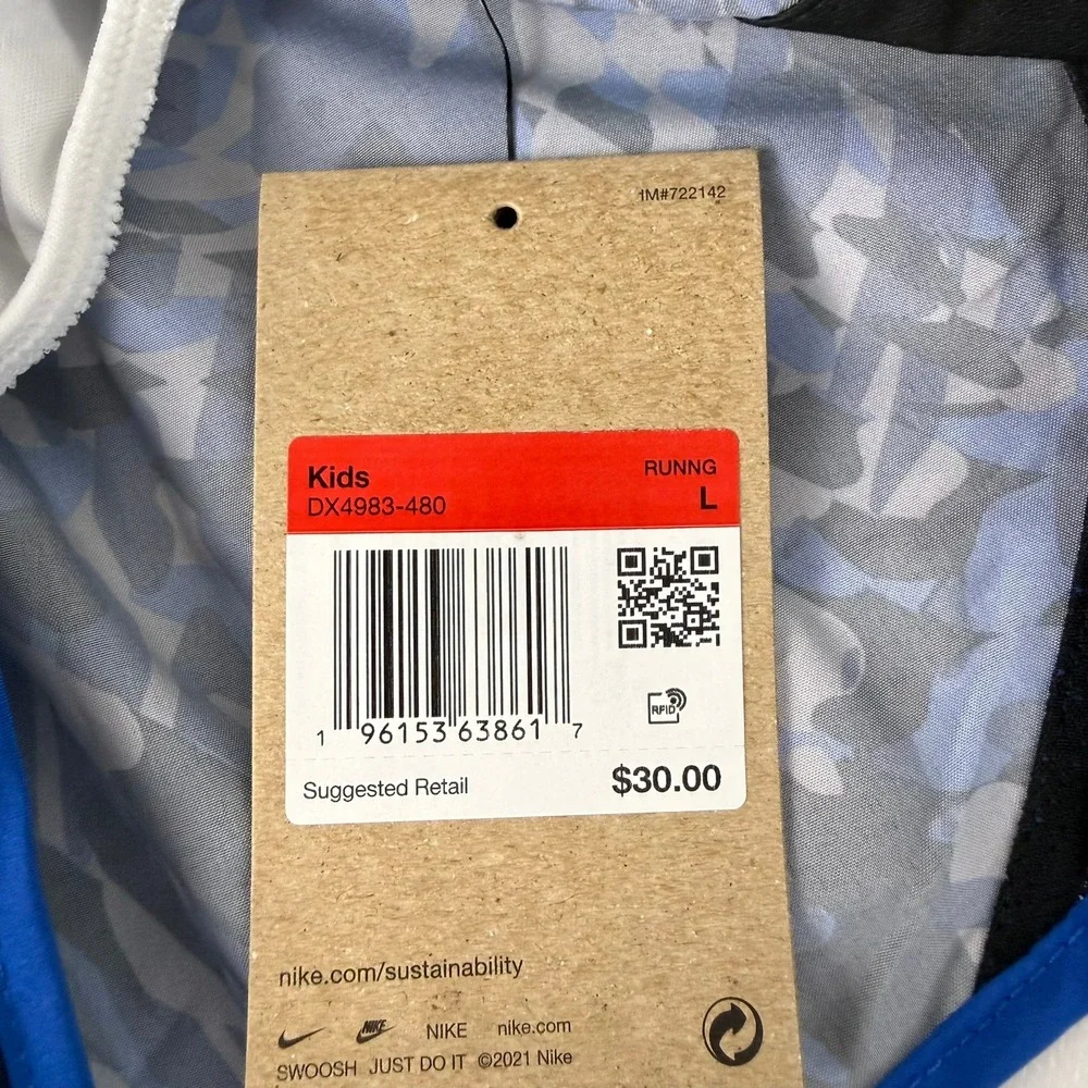Nike Kids L Dri Fit Tempo Running Shorts Blue Camo DX4983-480‎ Athletic Running